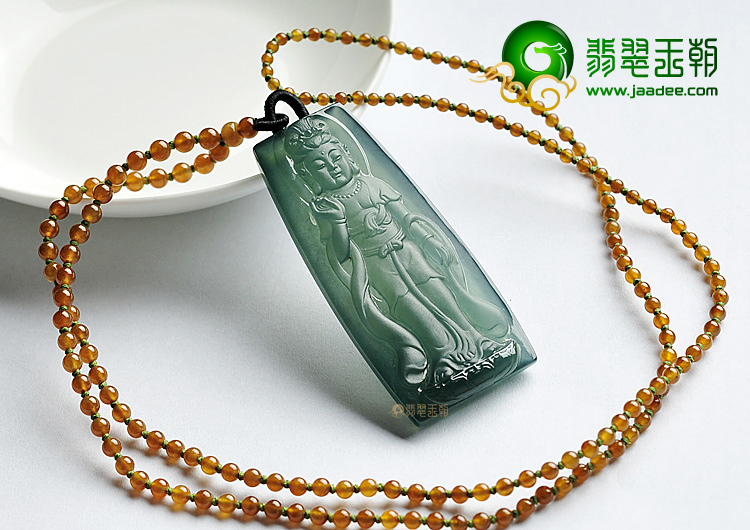 (超值推荐)玻璃种蓝水站观音挂件