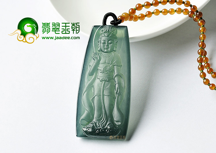 (超值推荐)玻璃种蓝水站观音挂件