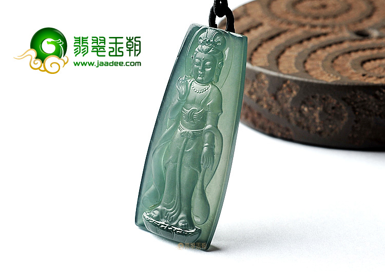 (超值推荐)玻璃种蓝水站观音挂件