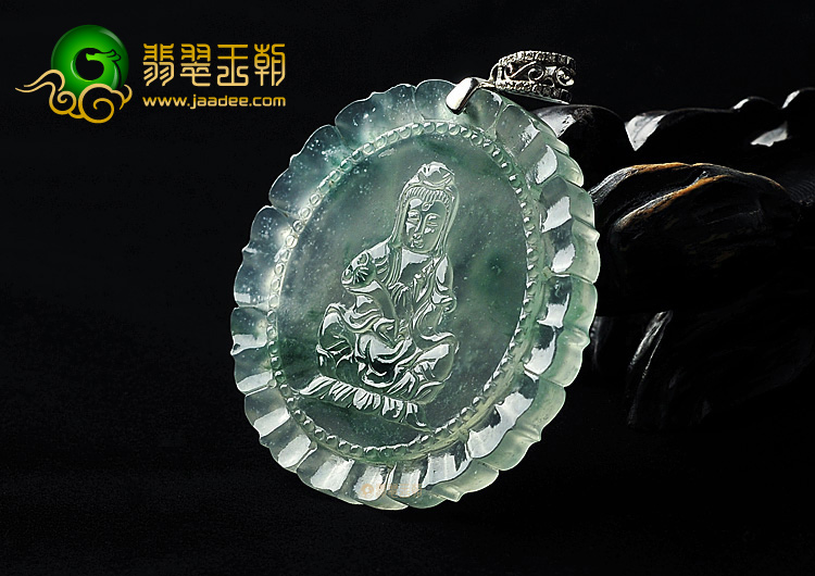 玻璃种飘花观音挂件
