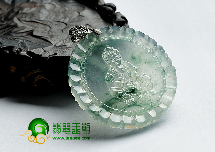 玻璃种飘花观音挂件