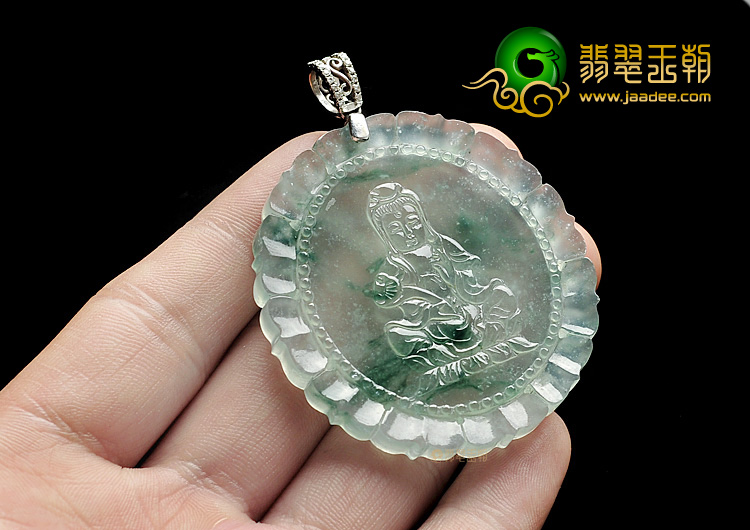 玻璃种飘花观音挂件
