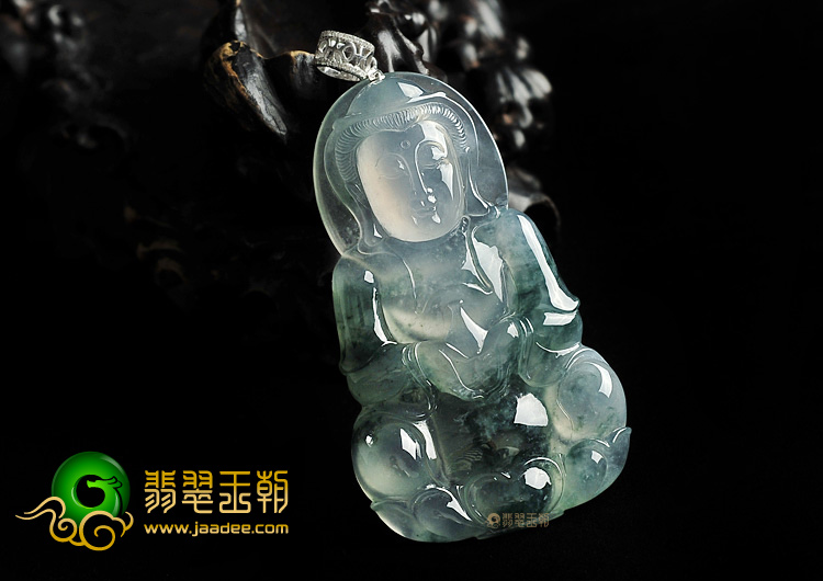 冰种飘花观音挂件