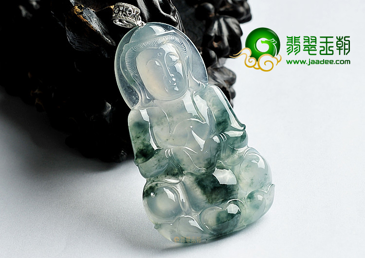 冰种飘花观音挂件