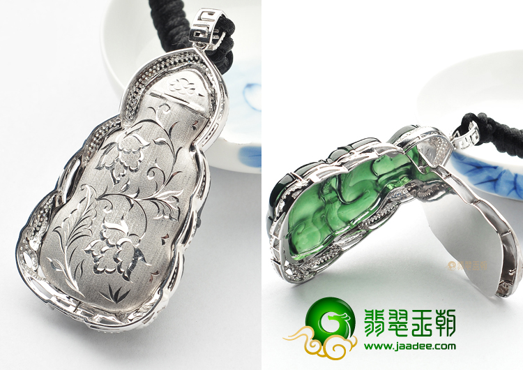 (超值推荐)玻璃种油青镶白金观音胸坠(真钻)