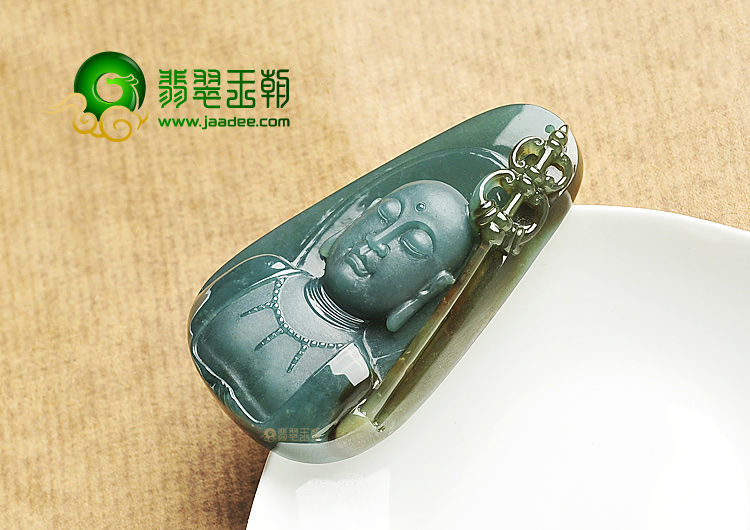 糯冰种蓝水褐黄翡地藏菩萨挂件