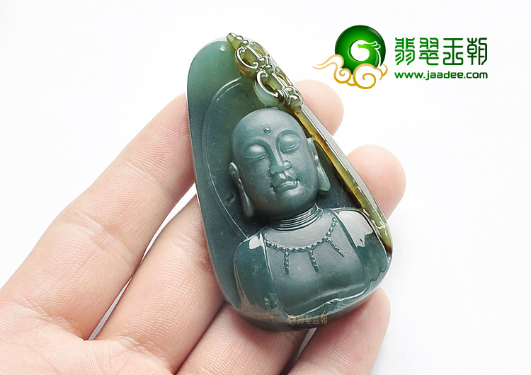 糯冰种蓝水褐黄翡地藏菩萨挂件