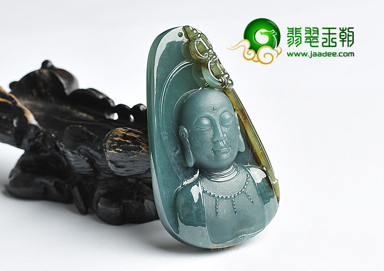 糯冰种蓝水褐黄翡地藏菩萨挂件