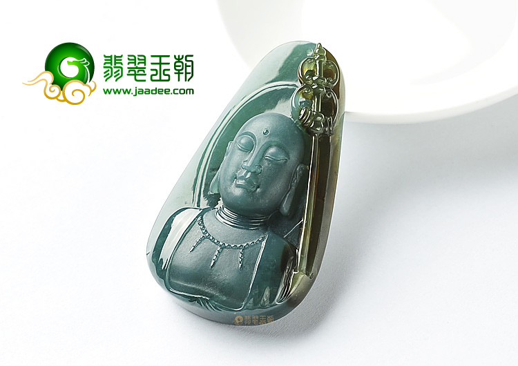 糯冰种蓝水褐黄翡地藏菩萨挂件