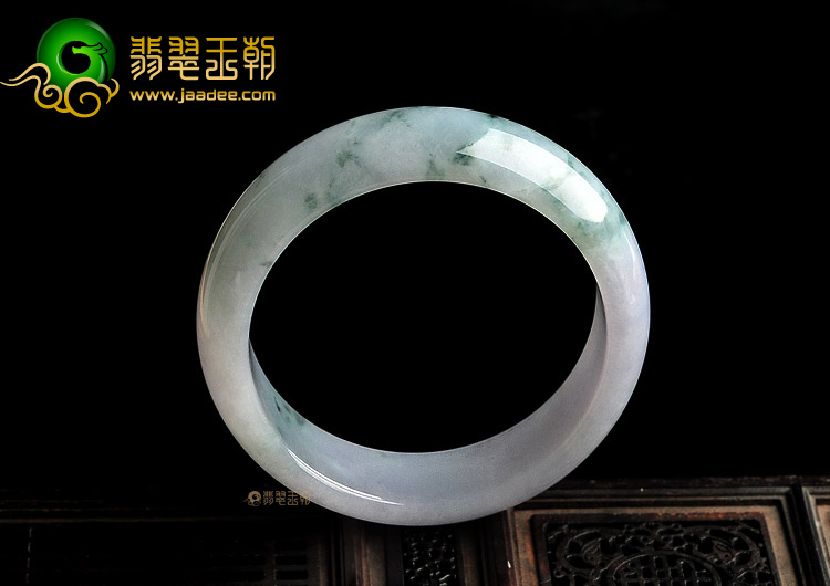 糯冰种淡紫罗兰飘花手镯(59mm)