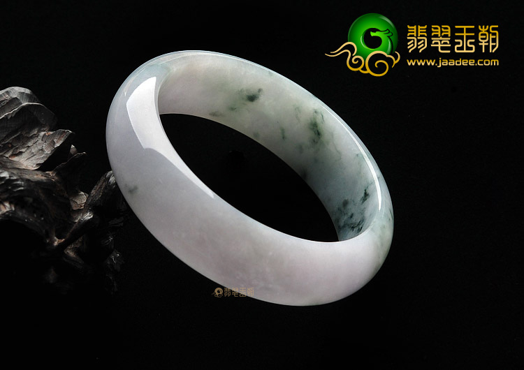 糯冰种淡紫罗兰飘花手镯(59mm)