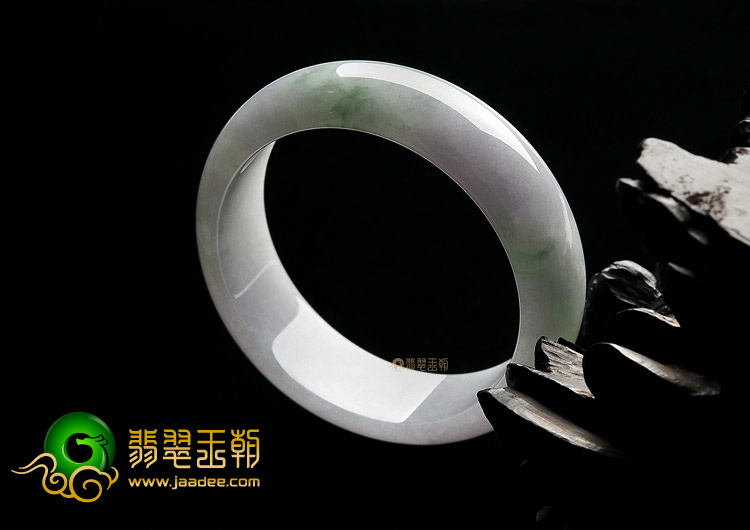 糯冰种淡紫罗兰飘花手镯(59mm)
