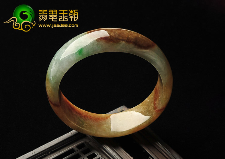 糯冰种褐黄翡贵妃镯（57.8mm-55.9mm）