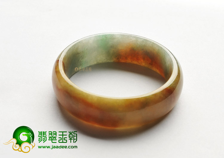 糯冰种褐黄翡贵妃镯（57.8mm-55.9mm）