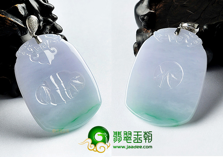 冰种春带彩仿古牌挂件(金扣)(一套)