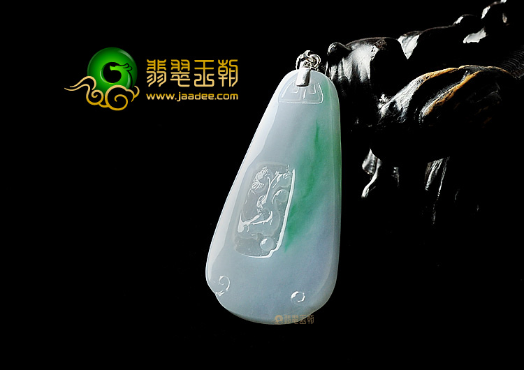 冰种春带彩仿古牌挂件