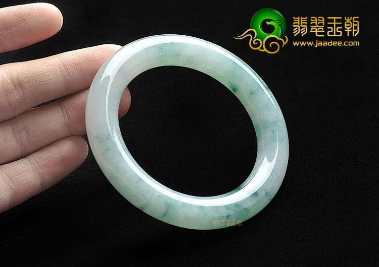 糯冰种飘花圆条手镯（55mm）