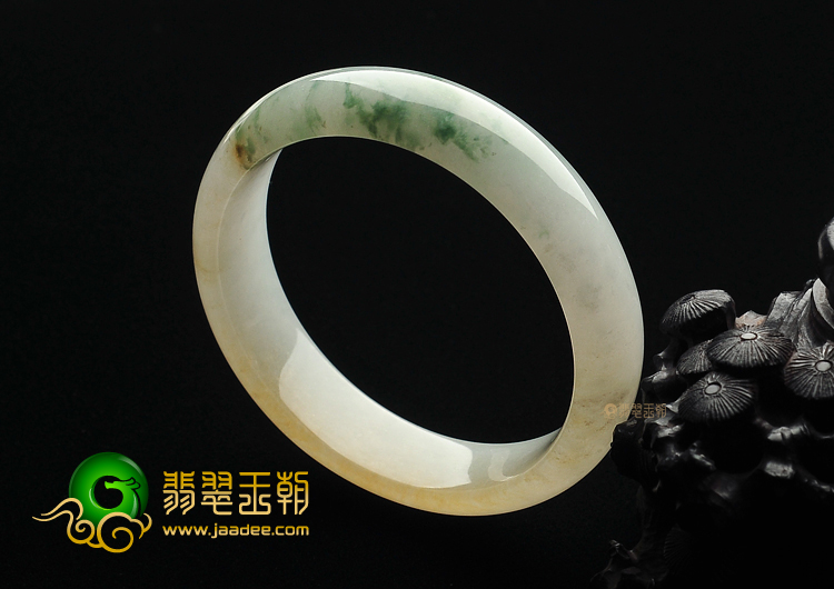糯冰种黄翡飘花手镯（55mm）