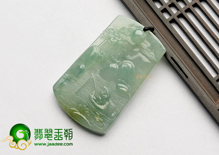 (超值推荐)冰种晴水独钓寒江山水挂件