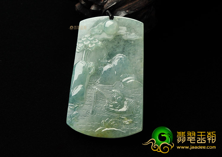(超值推荐)冰种晴水独钓寒江山水挂件