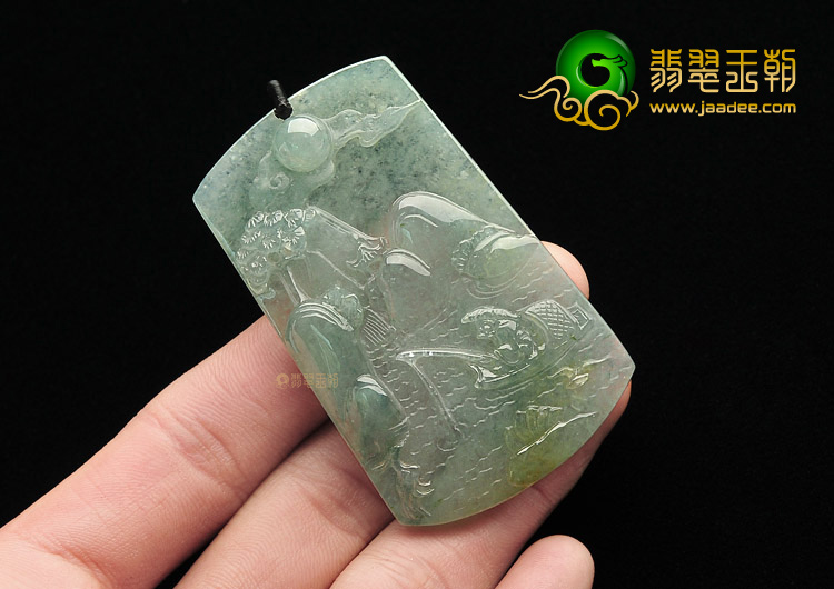 (超值推荐)冰种晴水独钓寒江山水挂件