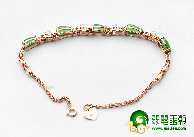 冰种绿晴水镶玫瑰金手链（真钻）