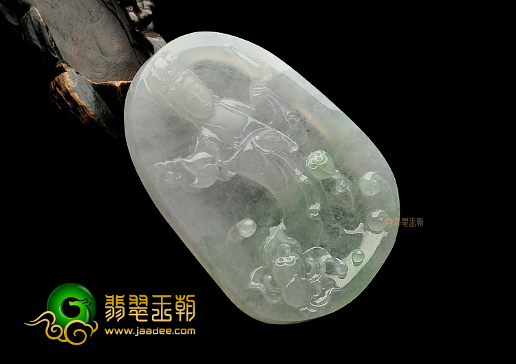 冰种略飘花站观音挂件