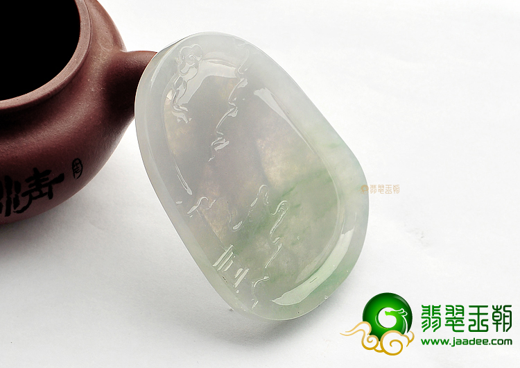 冰种略飘花站观音挂件