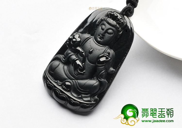 细糯种墨翠观音挂件