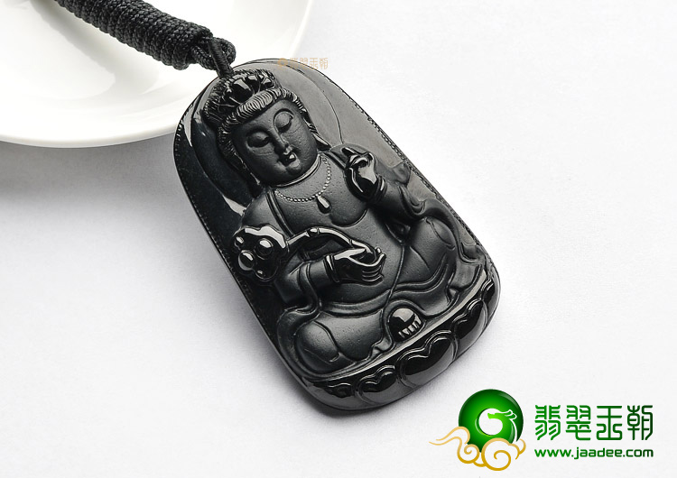 细糯种墨翠观音挂件