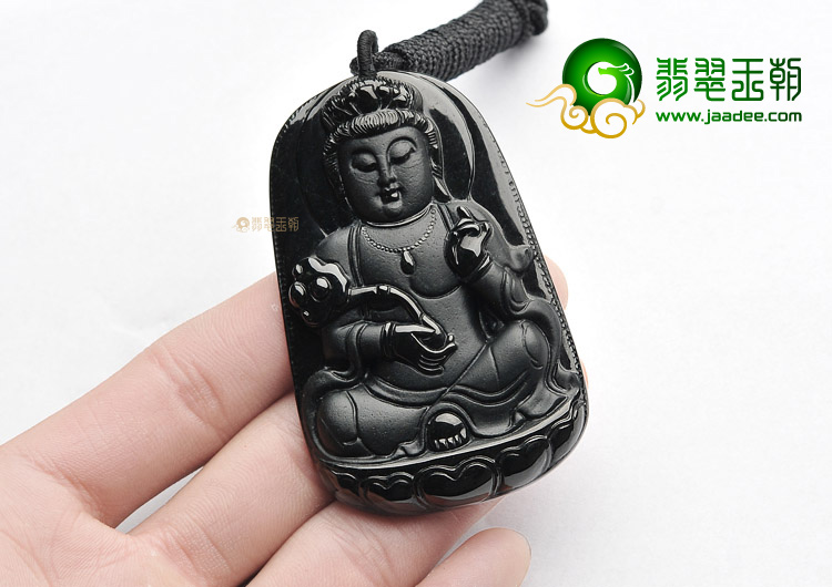 细糯种墨翠观音挂件