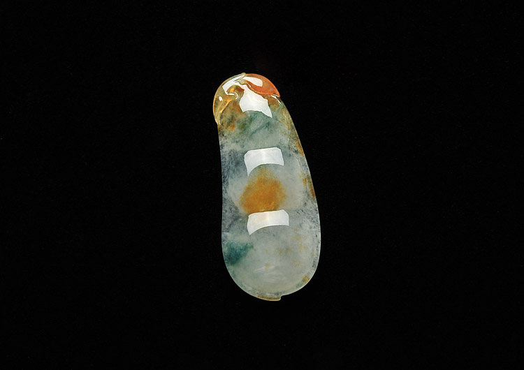 冰种黄翡飘花四季豆挂件