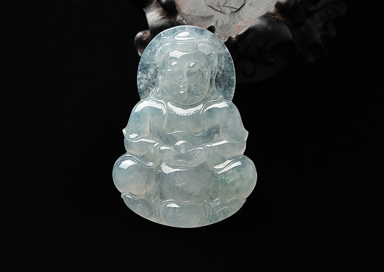 冰种略飘花观音挂件