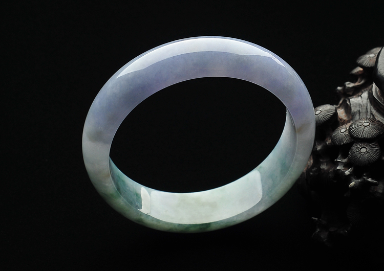 糯冰种紫罗兰飘花手镯（59.6mm）