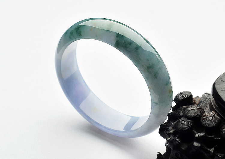糯冰种紫罗兰飘花手镯（59.6mm）