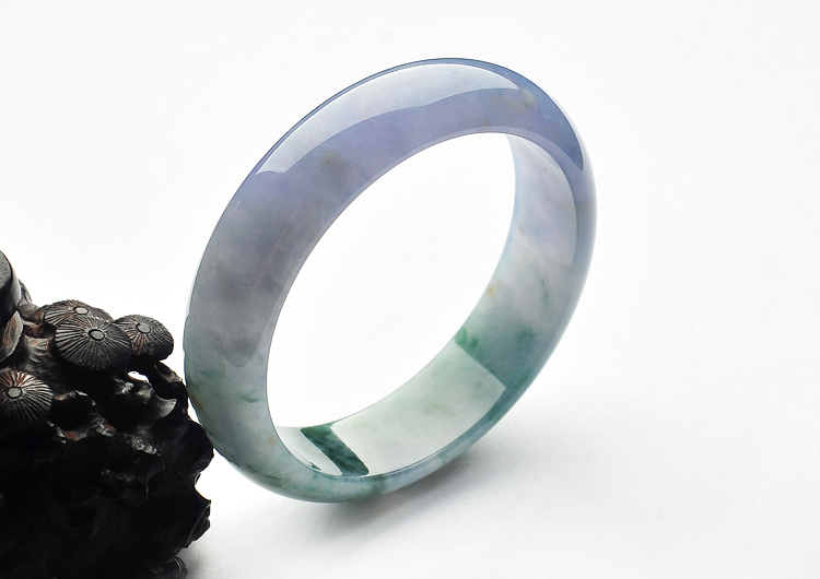 糯冰种紫罗兰飘花手镯（59.6mm）