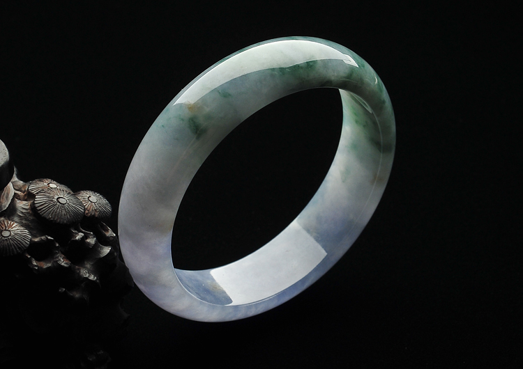 糯冰种紫罗兰飘花手镯（59.6mm）