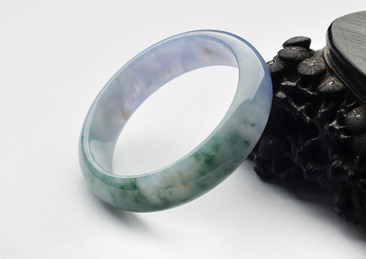 糯冰种紫罗兰飘花手镯（59.6mm）