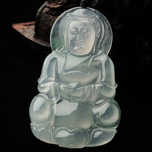 冰种淡晴水观音挂件