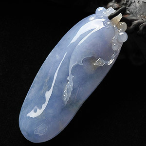 糯冰种紫罗兰略带黄翡福瓜挂件