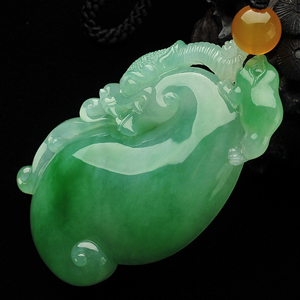 (超值推荐)糯冰种翠色龙行如意挂件