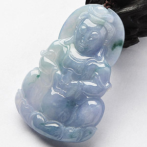 糯冰种紫罗兰飘花观音挂件