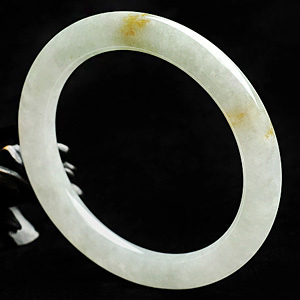 糯冰种晴水略带黄翡圆条手镯(59.3mm)
