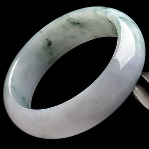 糯冰种淡紫罗兰飘花手镯(59mm)