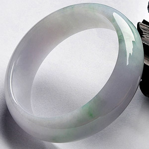 糯冰种淡紫罗兰飘花手镯(59mm)