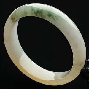 糯冰种黄翡飘花手镯（55mm）
