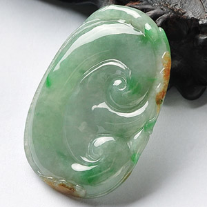 糯冰种黄加绿如意挂件