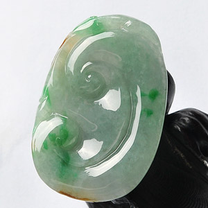 糯冰种黄加绿如意挂件