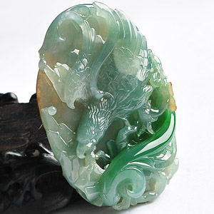 糯冰种黄加绿大展宏图挂件