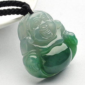 糯冰种飘花玉佛挂件